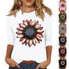 Maglietta Casual da Donna alla Moda a Maniche 3/4 Stampata Girocollo Pullover