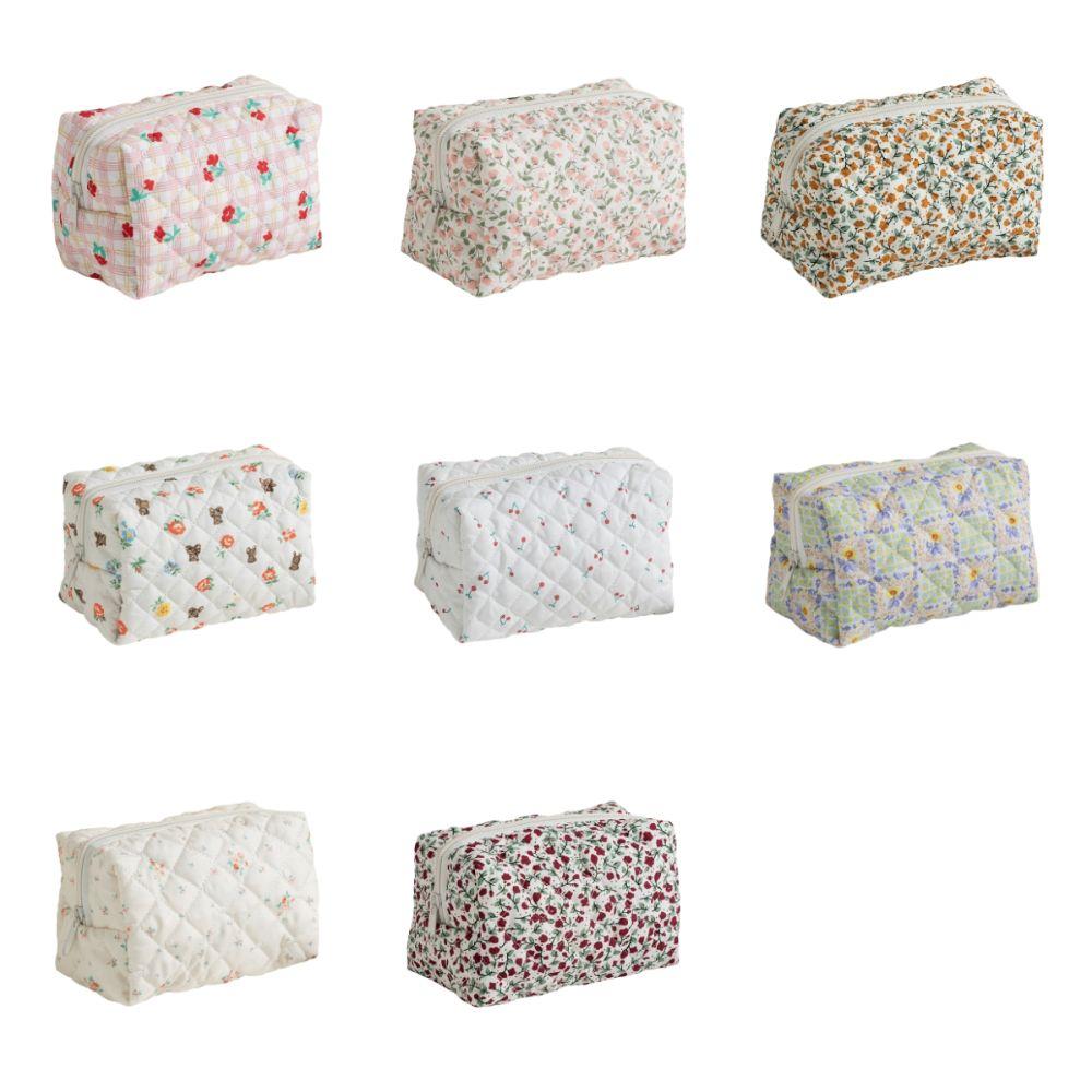 Large Capacity Cosmetic Bag Quilted Makeup Storage Bag Aesthetic Toiletry Bag Travel