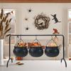 Halloween Party 3-Piece Witch Jar Candy Bowl Stand Black Plastic Kitchen Decorative Ornaments