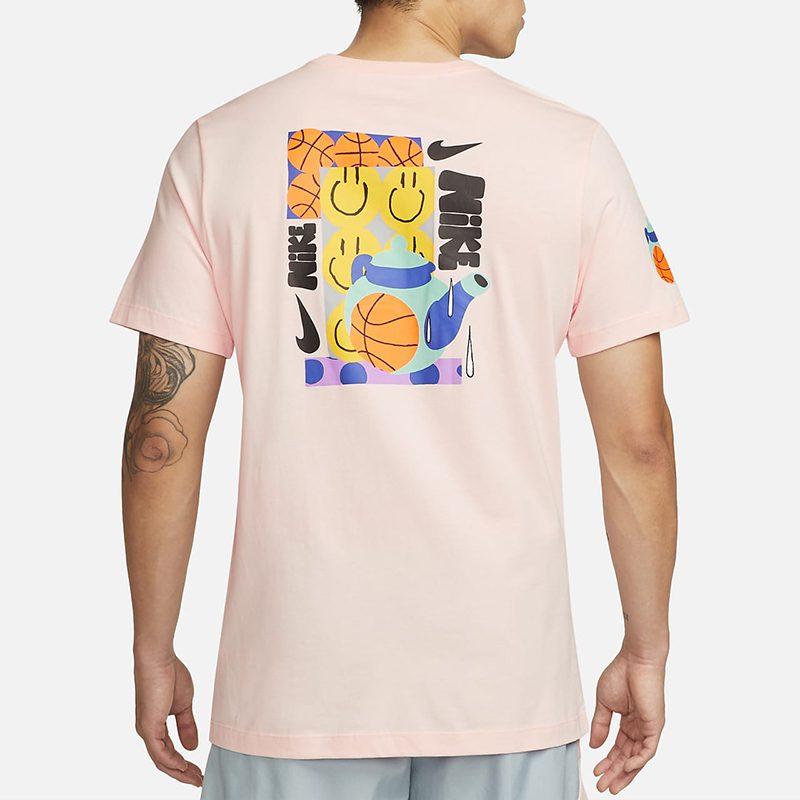 Nike T Shirts Men's Pink Crew Neck Moderate Straight Fit DQ1886-610
