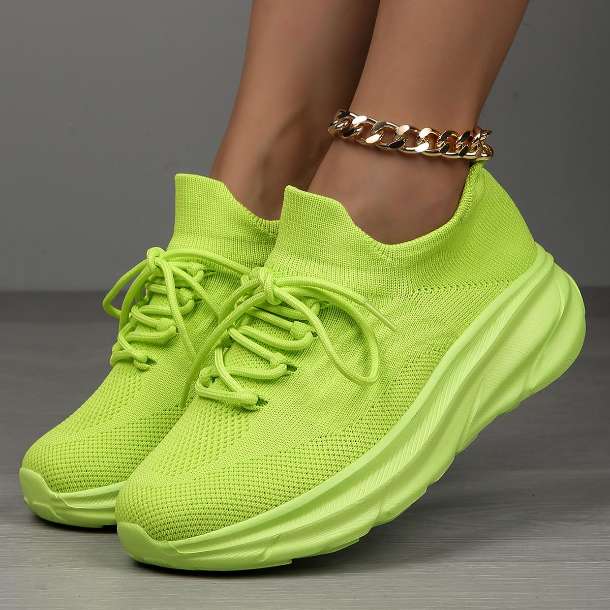 

Женские высокие носки, спортивная обувь, однотонные трикотажные рукава, дышащая обувь для ходьбы на открытом воздухе. 45