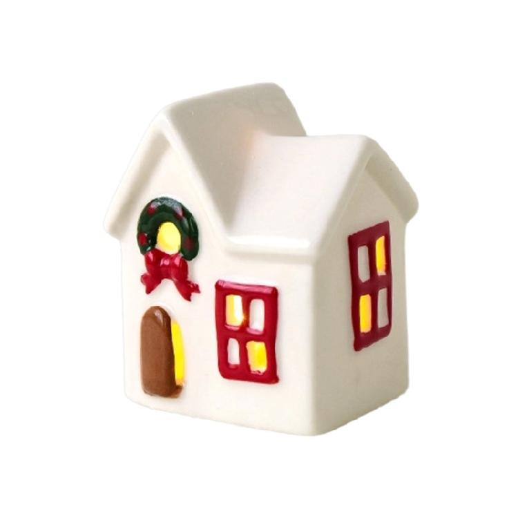 Feiertags-Keramikhaus-Dekorationen Batteriebetriebene Kerzenhalter Weihnachtsdorf Saisonales Geschenk Bereit für die Feiertagspräsentation