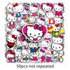 50 Cartoon KT Cat Stickers for Laptop, Suitcase & Phone Decoration