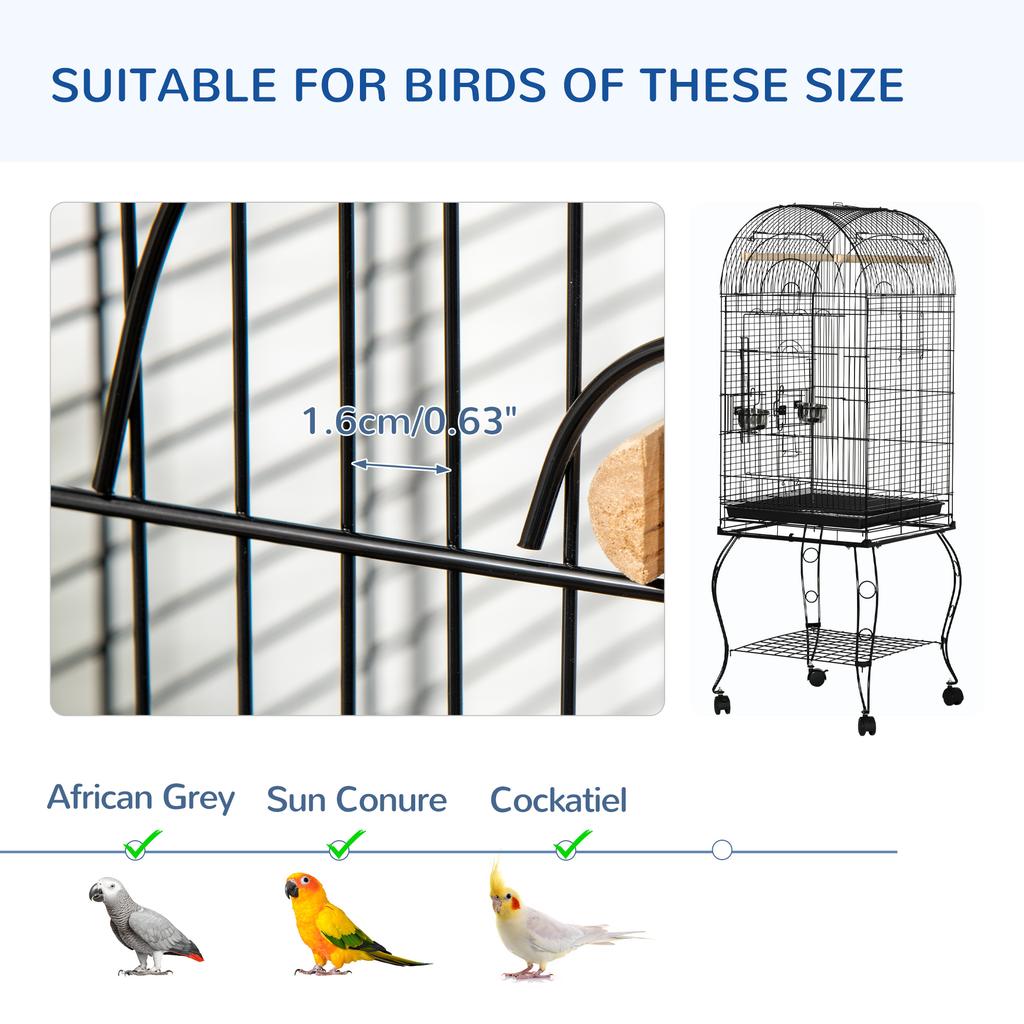 1.53 M Bird Cage Pet Viary Feeding Stand With Wheels Perch