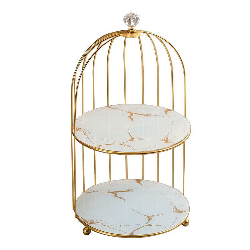 Wrought Iron Birdcage Desktop Organizer: Home Decor for Cosmetics and Dressing Table