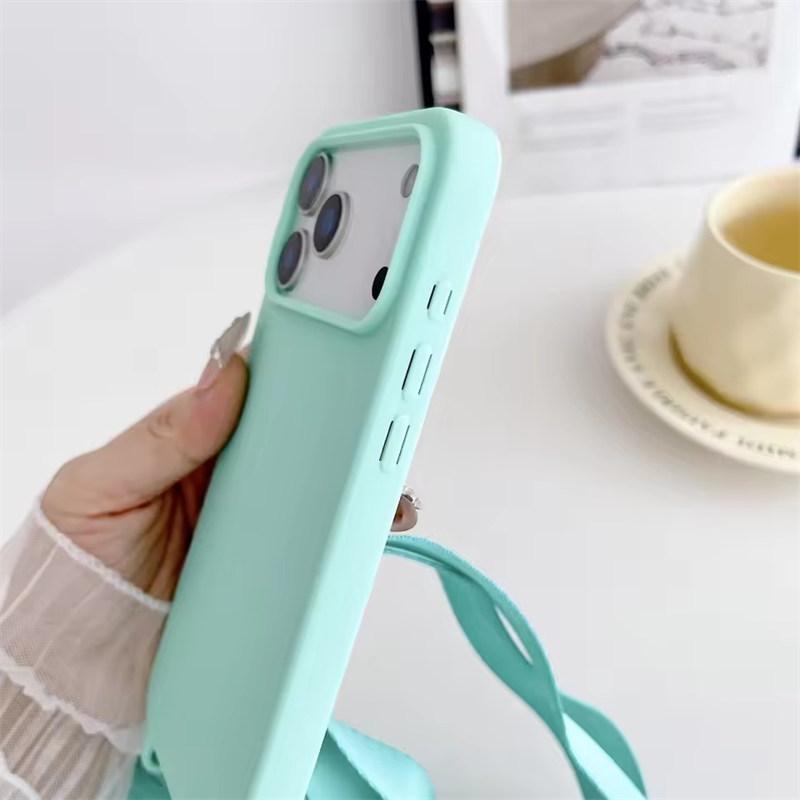 Crossbody Necklace Strap Lanyard Matte Silicone Case For iPhone 17 16 15 14 Pro Max 11 12 13 XR X XS 8 Plus SE Shockproof Cover