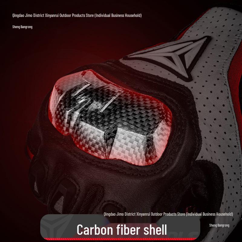 Four Seasons Carbon Fiber Motorcycle Gloves: Full-Finger, Anti-Fall, Winter Warm for Men and Women