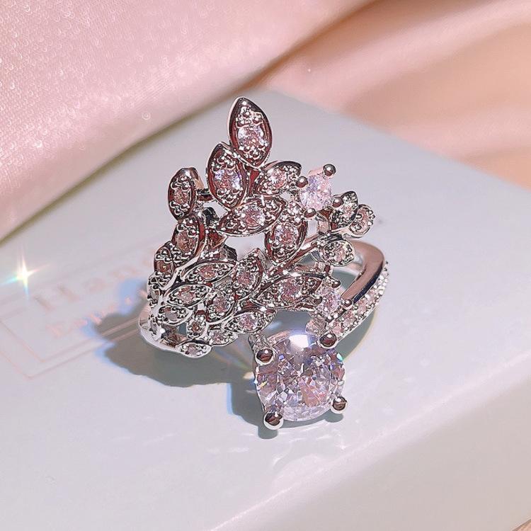 Fashion Simple Personality Full of Diamond Ring Luxurious Temperament Versatile Index Ring