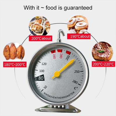 New Stainless Steel Oven Thermometer Hang Stand Large Dial Baking BBQ Cooking Meat Food Temperature Measurement Kitchen Tools