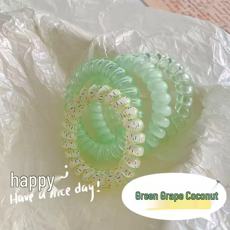 Korean Fashion Jelly Color Telephone Cord Hair Tie - High-End Simple Rubber Band for Maruko Hairstyles