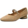 ZHR Women's Hepburn Style Velvet Mary Jane Chunky Heel Pumps