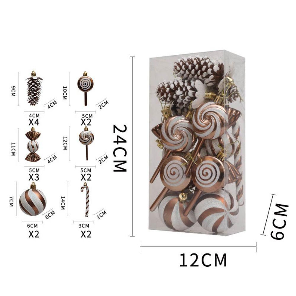 15Pcs Candy cane Christmas Ball Ornaments Set Plastics Painted Christmas Tree Pendant Gift Pendants Party Decor Ball
