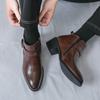 Men High Top Boots Solid Color Low Heel Bare Boots Business Casual Men Boots Sizes 38-46