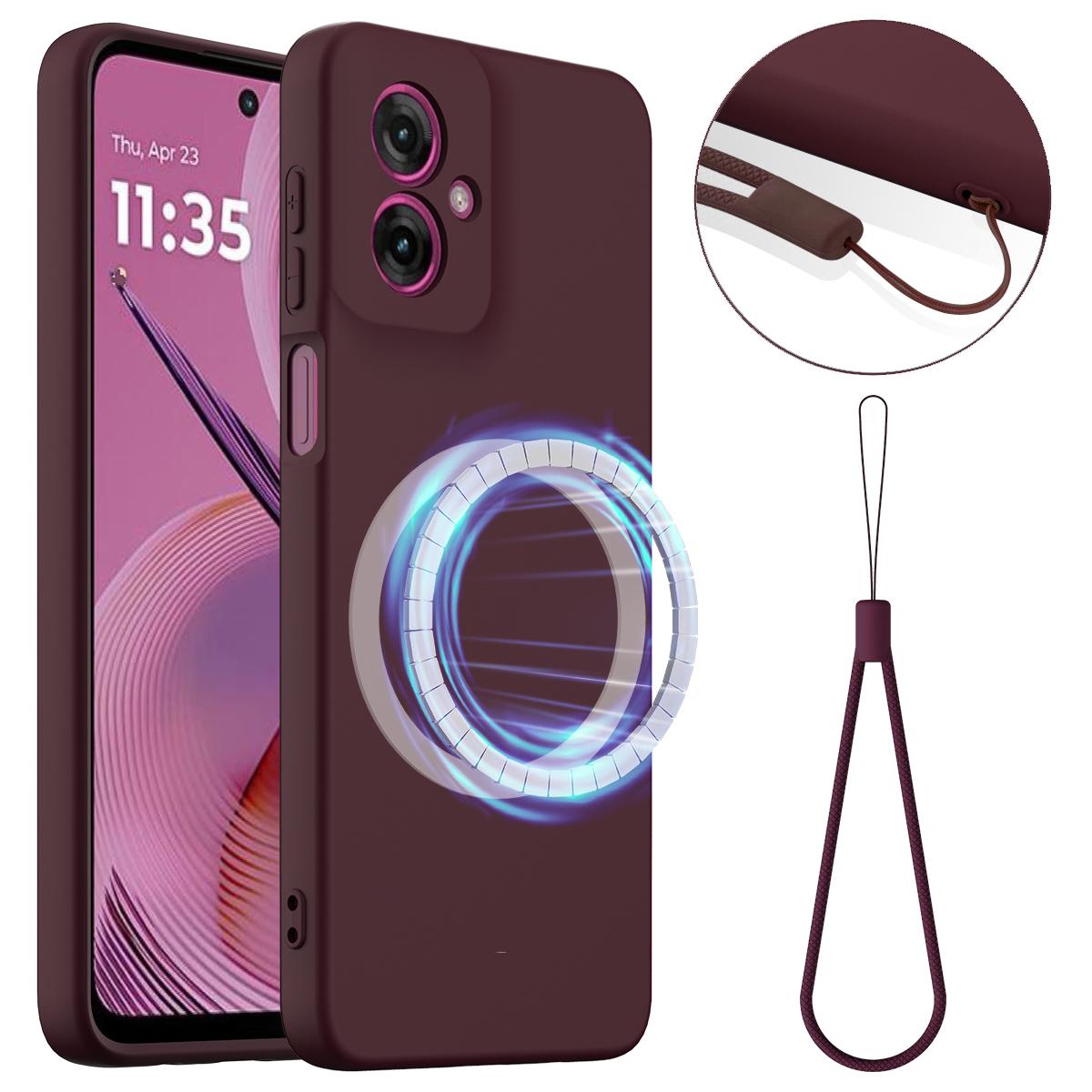 

Чохол для Motorola Moto G55 5G Сумісний з MagSafe Протиударний Чохол для телефону з рідкого силікону Wine Red