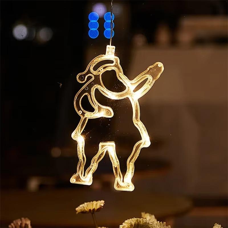 1~7 PCS LED String Light Hanging Ornaments Decoration For Window Home Xmas Navidad New Year Christmas  Lights Angel Pendant