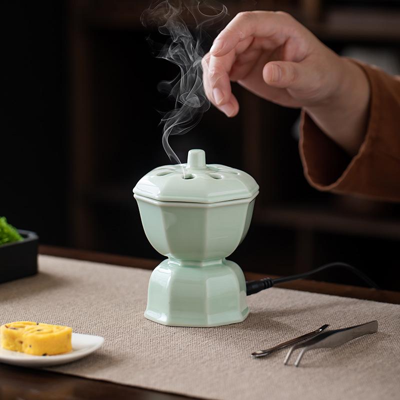 Retro Electric Incense Heater Adjustable Temperature Aroma Warmer for Sandalwood Zen Style Smokeless Fragrance Diffuser