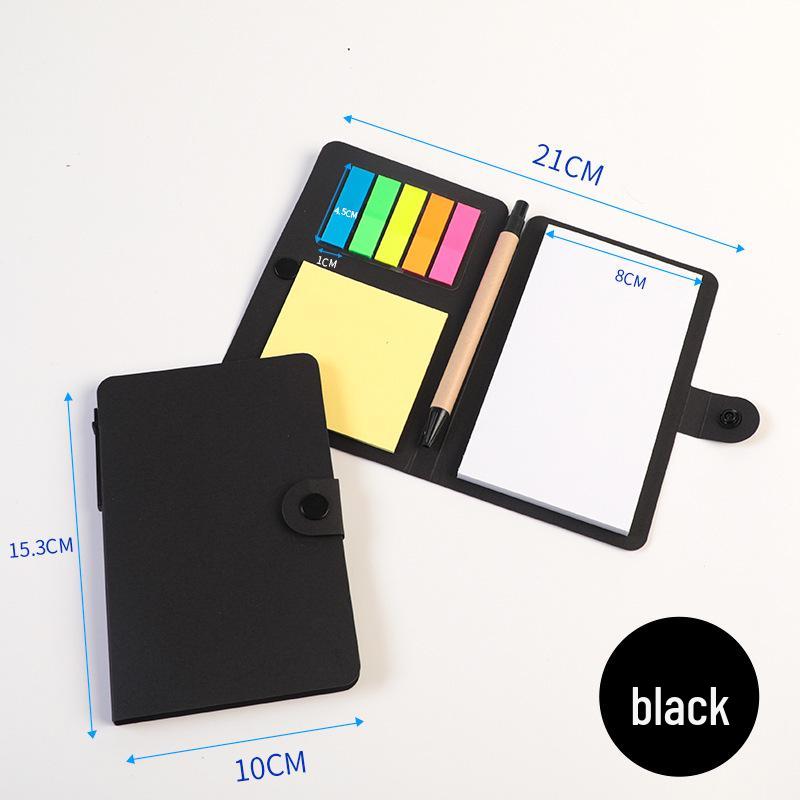 Button-Style Kraft Paper Sticky Note Pad with Pen Holder and Logo Print