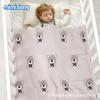 Soft Cotton Knit Baby Blanket With Bear Motif Infants Toddlers Fall Winter Use