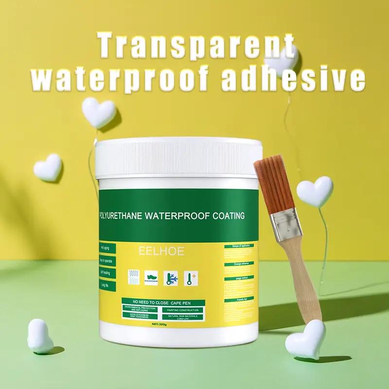 Sellador impermeable con brocha (30/100/300 g), revestimiento antifugas para suelos y tuberías de baño, agente reparador transparente para renovación y brillo.