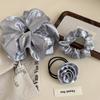 Sweet Simple New Grey Solid Color Satin Elastic Fabric Band Hair Cord Head Cord High-Grade Hair Accessories