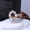 Heart-Shaped Rhinestone Brooch with Pearl Scarf Buckle
