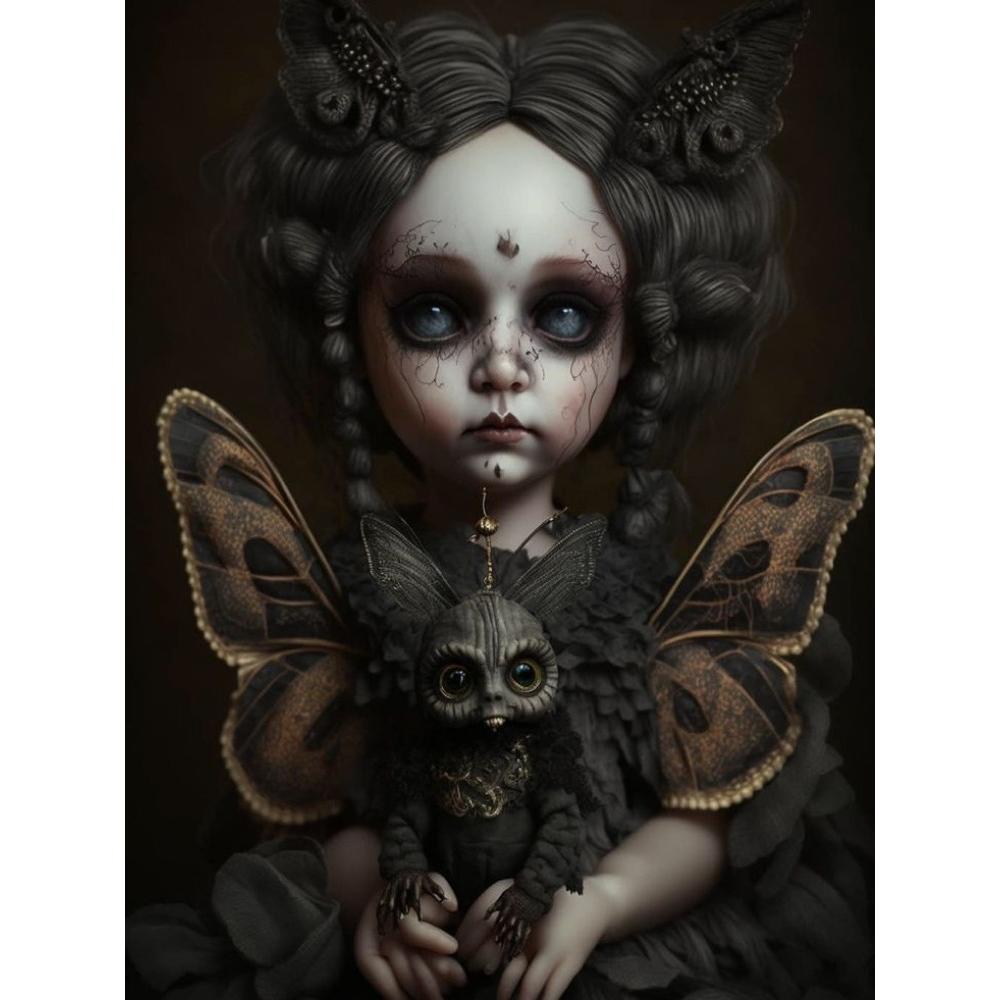 2026 New Dark Gothic Automaton Doll 5d Full Diamond Painting Skeleton Cartoon Character Crystal Cross Stitch Mosaic Home Decor