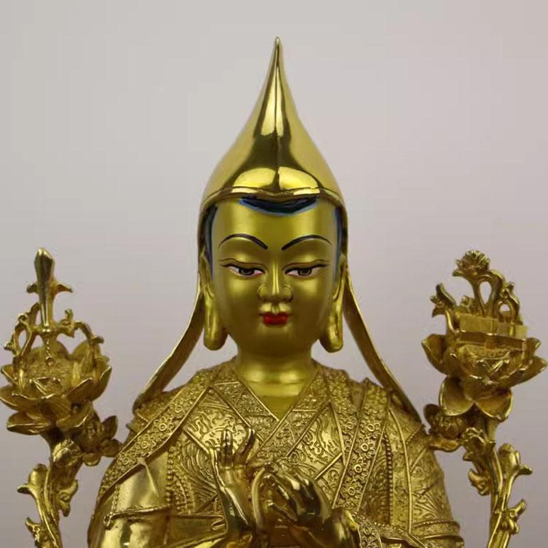 Tsongkhapa-Buddha Statue, 7 Inch/21cm, Copper, Handmade, Buddhist Ornament, Buddha Statue, Vajrayana