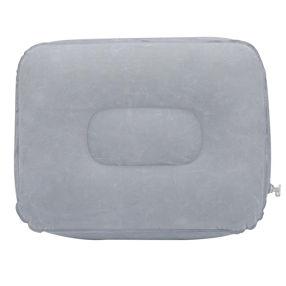 Inflatable Flocking Foot Rest Pillow Travelling Relax Cushion With Pump(Gray Blue)