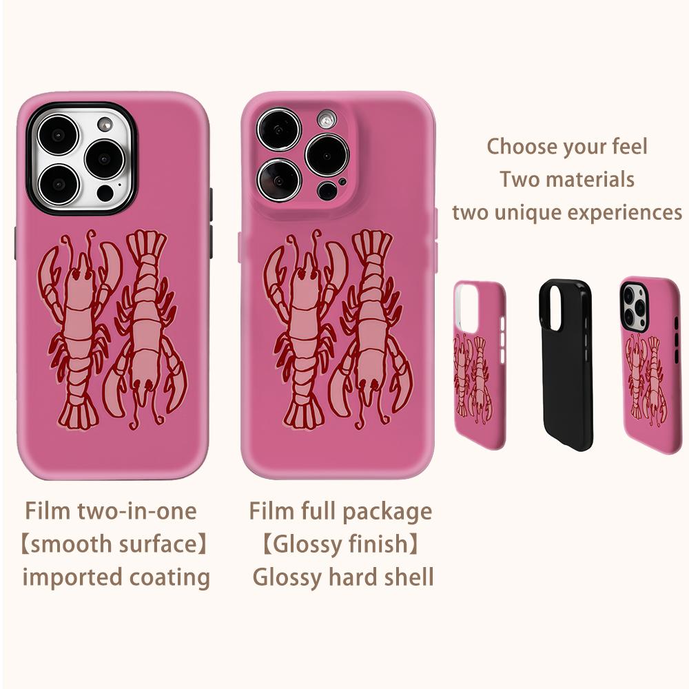 Pink Lobster Duo Phone Case for IPhone 17AIR 16E 16 15 14 13 12 11 17 Pro Max Plus Double-layer Back Cover