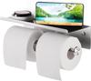 Antidrop Toilet Roll Holder, Double Roll Toilet Paper Holder with Phone Shelf, 8K Mirror SUS304 Stainless Steel, Wall Mounted