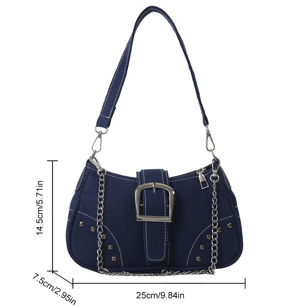 Women Fashion Underarm Bag Y2K Small Chain Bag Canvas Luxury Shoulder Bags Zipper Closure Versatile Dating Bag