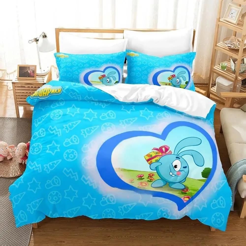 Smeshariki Povlečení Jednolůžko Twin Plná Queen King Size Postelová sada Dospělý Dítě Ložnice Sady povlečení 3D Tisk Anime Sada prostěradel