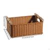 Rectangular Open Top Basket Reinforced Rattan Storage Wood Look Handles Walnut Flat