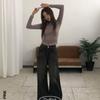 The Pink High Waist Vintage Wash Wide Denim Pants