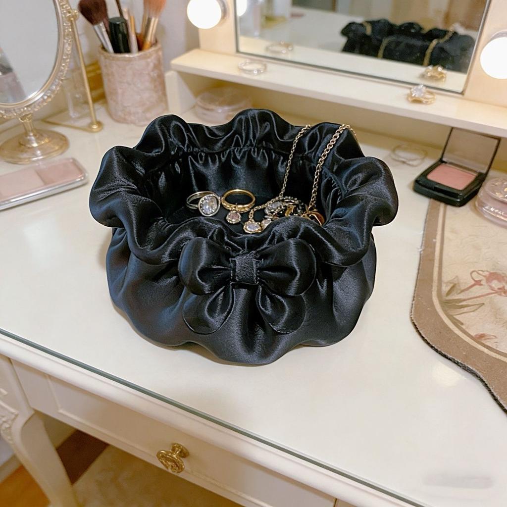Petal-Shaped Bow Decorative Boxes 3D Printed Satin Finish Desktop Organizers Cute Sweet Desktop Storage for Jewelry & Stationery
