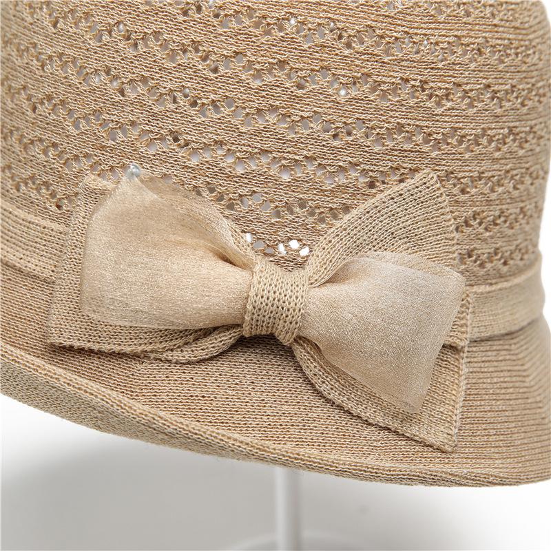 Bow Bucket Hat Women'S Summer Thin Breathable Sun Hat Bowler Hat Mother Hat