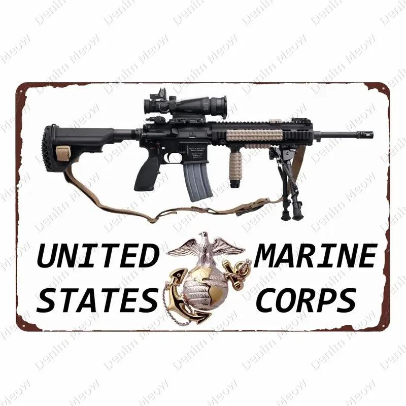 Plaque Métallique Vintage Uzi - Plaque Étain Pistolet Fusil, Décoration pour Fans Militaires Bar Club Café Pièce, Peinture Art Mural