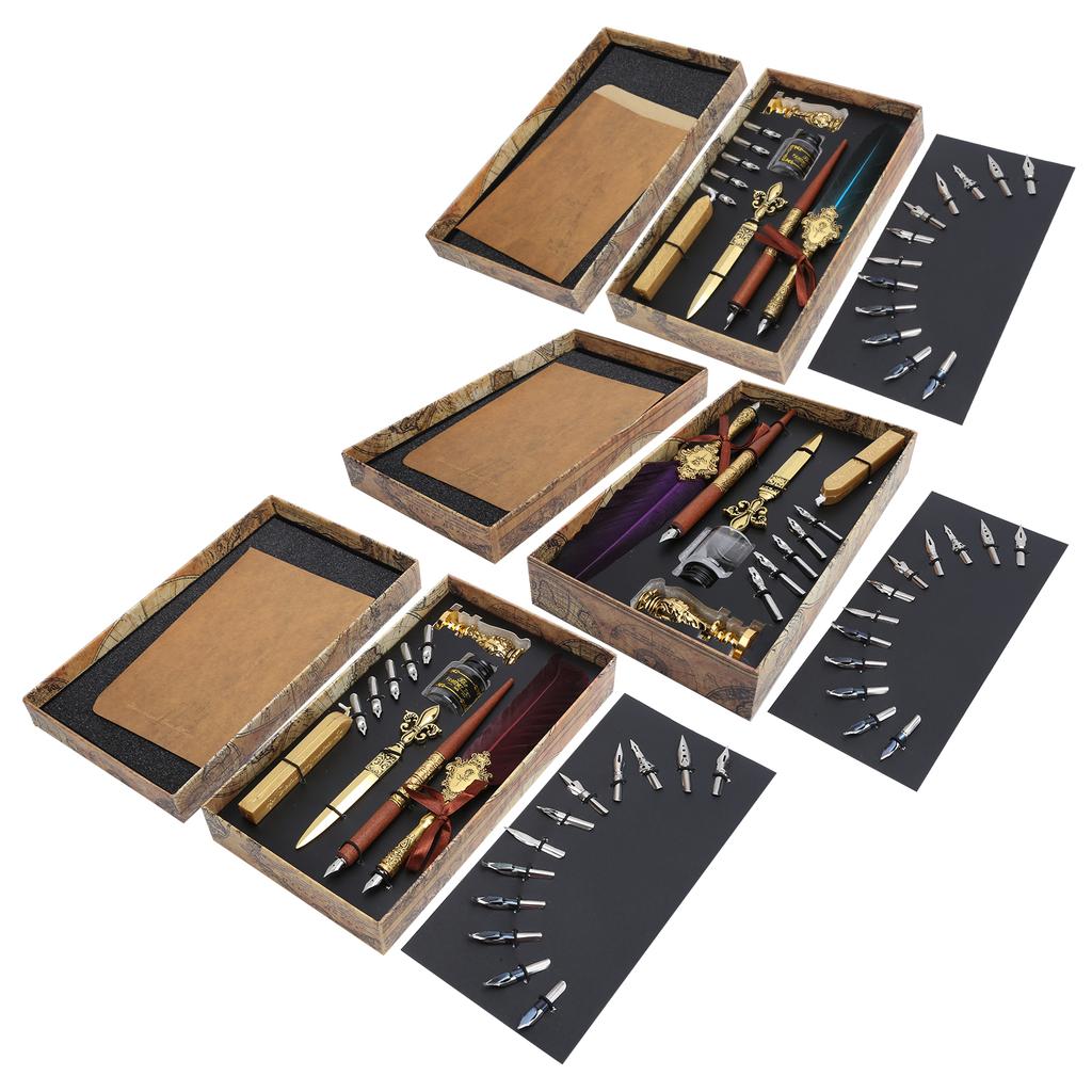 Sada pera kaligrafie psaní kreslení brk Dip Kit Vintage Art Craft Collection