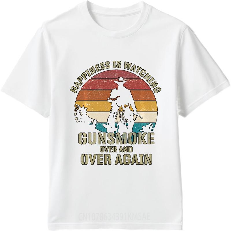 Fashion Summer For Men tshirt Happiness Is Watching Gunsmoke Over And Over Again Short Sleeve Workout ONeck Top Tees
