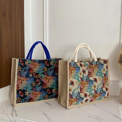 Ethno-Stil Damen Tasche Retro Textur Blume Schultertasche Canvas Tasche Leinen Einkaufstasche Casual Bag