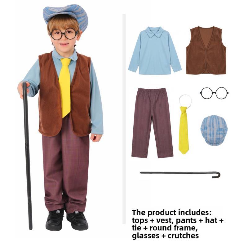 Elderly Granny Grandpa Costume For Childrens Stage Performance Kids Dress Up Play