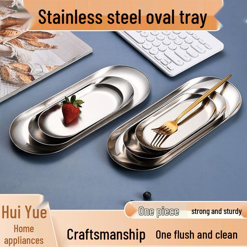 Korean Style Stainless Steel Square BBQ Plate - Golden Grilling & Dessert Tray Natural Thin