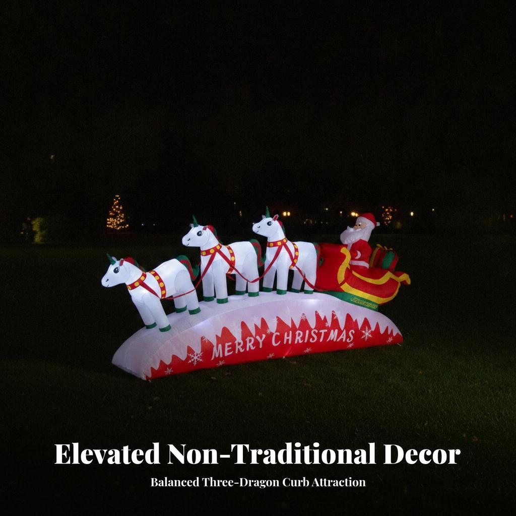 Sturdy Inflatable Sleigh with Santa Large 3m Display, Christmas Man on Sleigh, for Garden