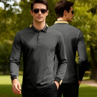Neuankömmling: Locker sitzendes Herren-Freizeit-Jacquard-Poloshirt Golf Langarm-Poloshirt