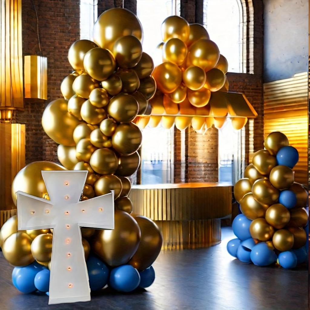 1Pc 64cm DIY Lighting Cross Frame KT Board Birthday Party Decorative for Wedding Party Anniversary Decoration Without Balloons