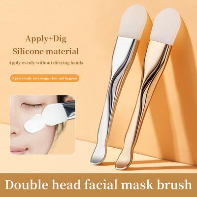 Pennello Maschera in Silicone a Doppia Punta per Stendere Maschere di Fango Detergenti Viso Strumento di Bellezza Speciale Strumento Pennello per Trucco Viso Fai-da-Te