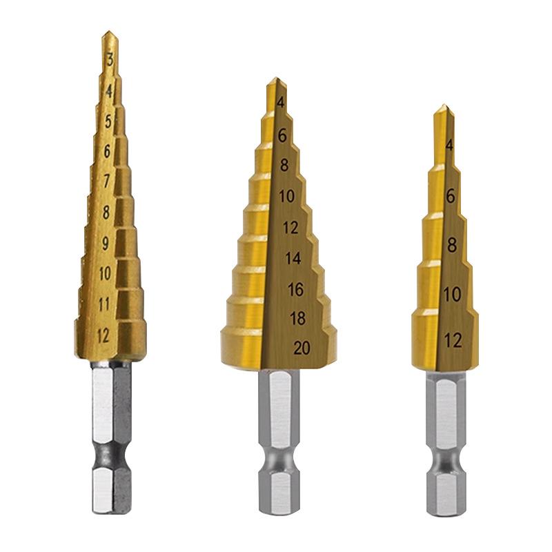 Popular Small 3P Tapered Drill: Hex Shank, Straight Flute for Multi-Material Drilling and Easy Hole Enlargement.