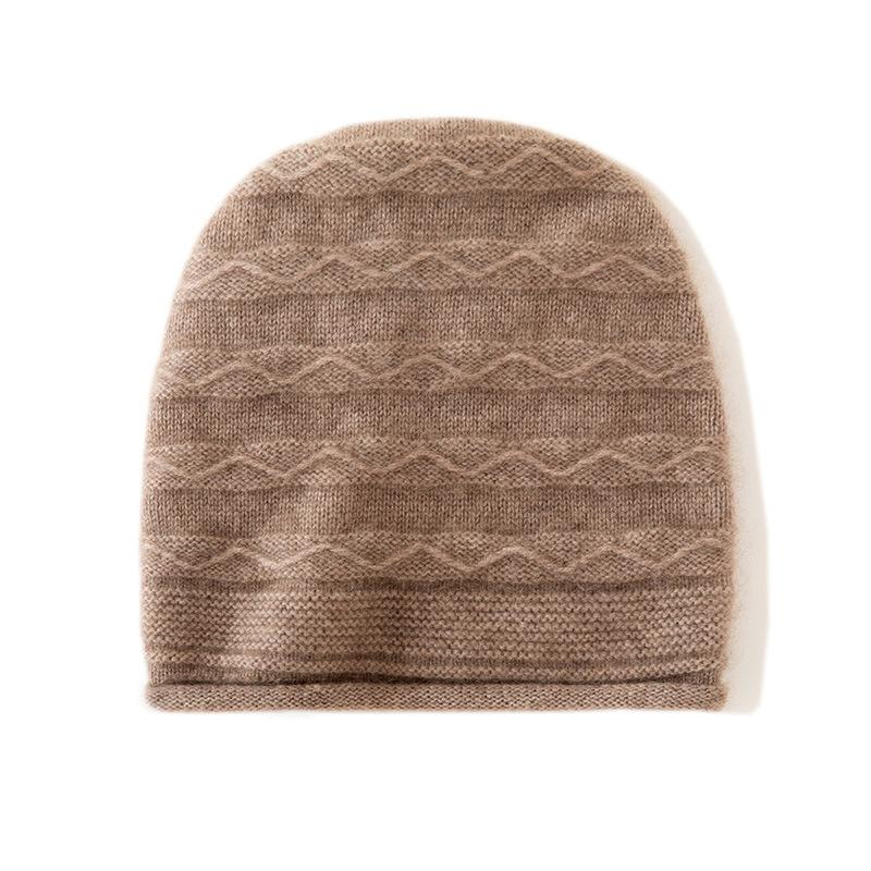 

Cashmere Autumn and Winter New Style Women s High End Solid Color Corrugated Thickened Warm Fashion Casual Curled Knitted Hat One size
