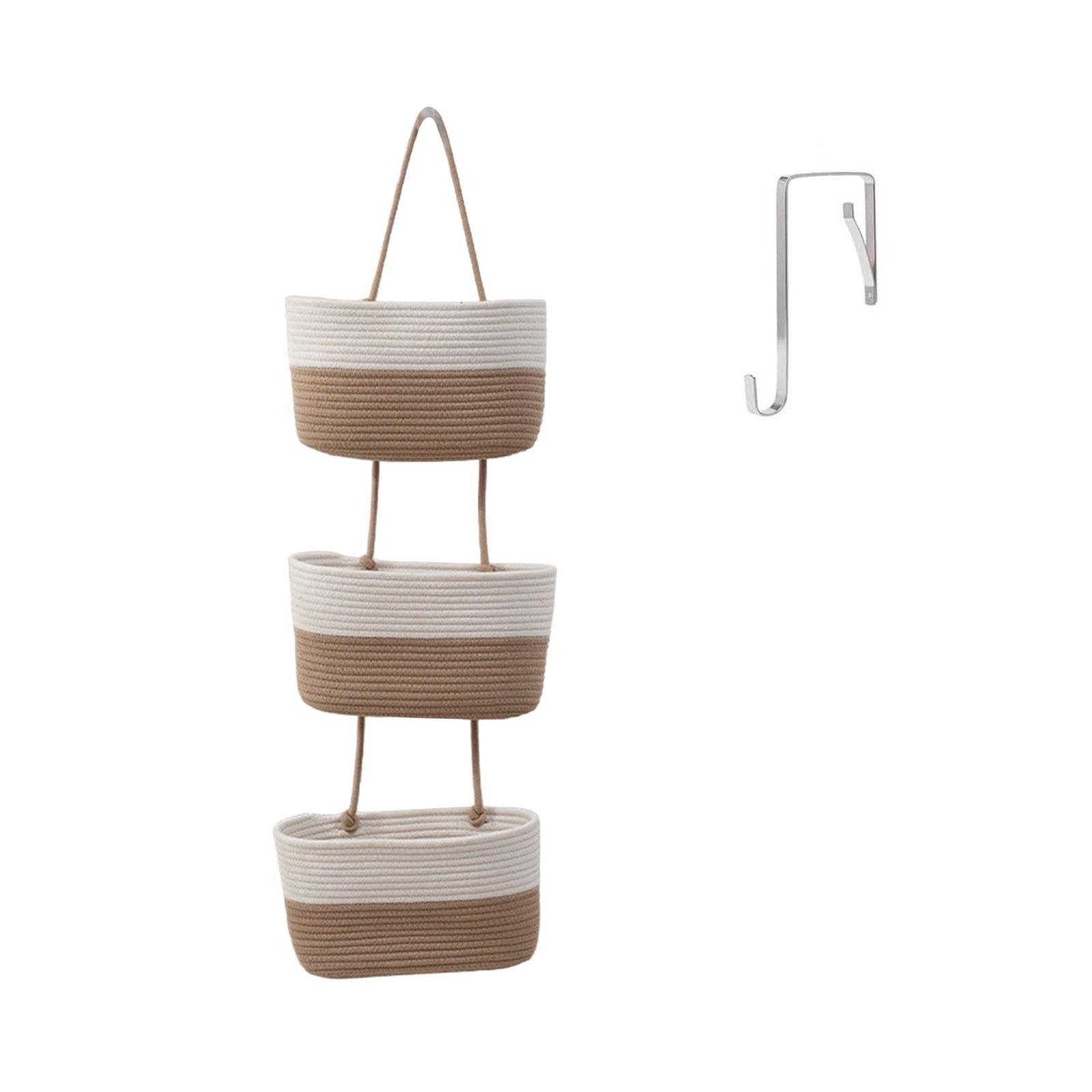 

Настенная подвесная корзина, корзины для хранения хлопка, плетеный вручную органайзер для фруктов и овощей, кухонный инструмент для организации