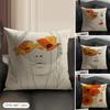 Flowers And Women Cushion Cover Natural Linen Organic Fabric DoubleSided Printing Sofa Home Decor Gift Pillow Case